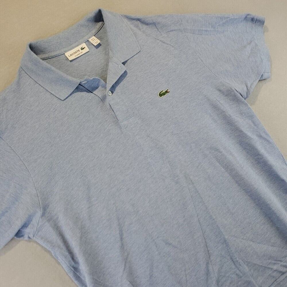 Lacoste Men's Solid Blue Short Sleeve Polo Shirt Gator Logo XL Size 6